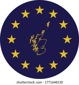 ilustración vectorial de la insignia del mapa de esquema de Escocia en colores de la bandera de la UE