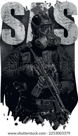 vector illustration badge special air service SAS soldier operator 