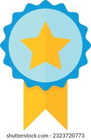 Vektorgrafik eines Abzeichens mit einem Stern. Gold Band für den ersten Platz, Meister und Gewinner.