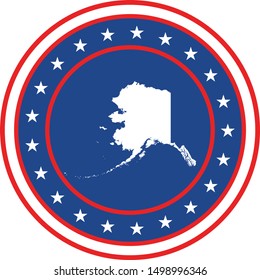 Vector illustration of Badge of the State of Alaska in Colors of USA flag