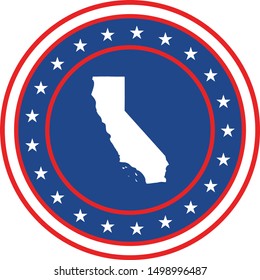 Vector illustration of Badge of the State of California in Colors of USA flag