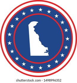 Vector illustration of Badge of the State of Delaware in Colors of USA flag
