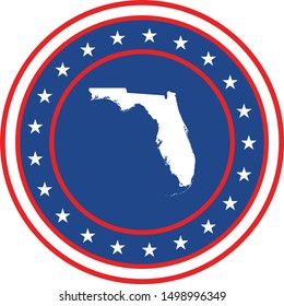 Vector illustration of Badge of the State of Florida in Colors of USA flag