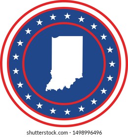 Vector illustration of Badge of the State of Indiana in Colors of USA flag