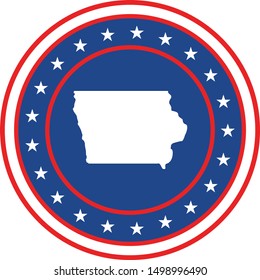 Vector illustration of Badge of the State of Iowa in Colors of USA flag