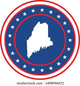 Vector illustration of Badge of the State of Maine in Colors of USA flag