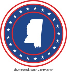 Vector illustration of Badge of the State of Mississippi in Colors of USA flag