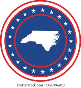 Vector illustration of Badge of the State of North Carolina in Colors of USA flag
