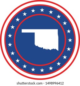 Vector illustration of Badge of the State of Oklahoma in Colors of USA flag