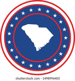 Vector illustration of Badge of the State of South Carolina in Colors of USA flag