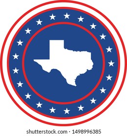 Vector illustration of Badge of the State of Texas in Colors of USA flag