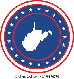 Vector illustration of Badge of the State of West Virginia in Colors of USA flag