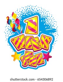 Vector illustration badge summing up the month, soft sign with sweet candy June