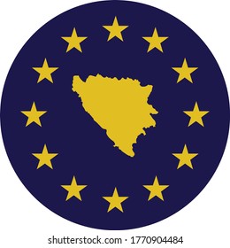 ilustración vectorial de la insignia del Mapa Amarillo de Bosnia y Herzegovina en colores de bandera de la UE