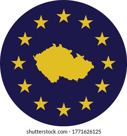 ilustración vectorial de la insignia del Mapa Amarillo de la República Checa en colores de bandera de la UE