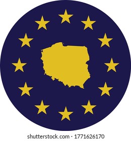 ilustración vectorial de la insignia del Mapa Amarillo de Polonia en colores de la bandera de la UE