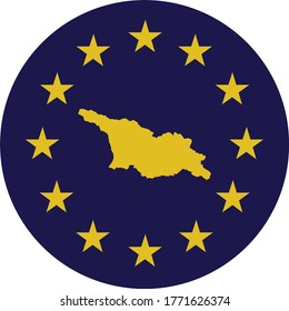 Vektorgrafik von Badge of Yellow Map of Georgia in Farben der EU-Flagge