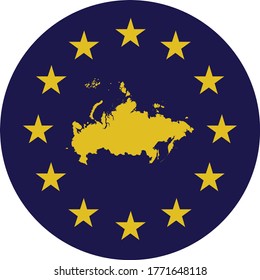 ilustración vectorial de la insignia del Mapa Amarillo de Rusia en colores de la bandera de la UE