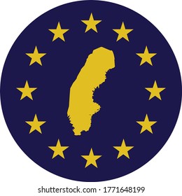 ilustración vectorial de la insignia del Mapa Amarillo de Suecia en colores de la bandera de la UE