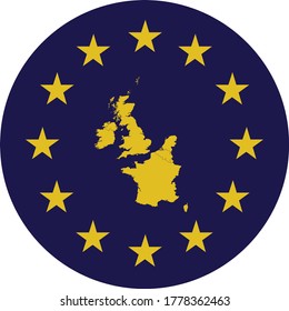 ilustración vectorial de la insignia del Mapa Amarillo de los países de Europa Occidental con colores de bandera de la UE