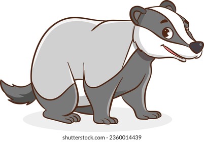 Vector illustration of a badger on a white background. Cartoon style.