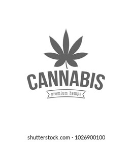 vector illustration badges cannabis leaf isolated of vintage monochrome style for advertising and web design