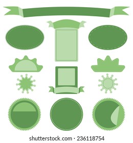 Vector illustration - badges, labels, stickers and ribbons isolated on white background.