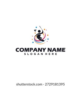 Ilustração vetorial de um atleta de badminton realizando um salto esmagador. Design em estilo de silhueta.