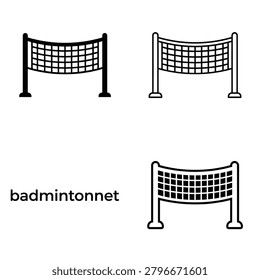 Vector illustration of badminton nets. Classic court boundary gear for sports matches and recreational tournaments.