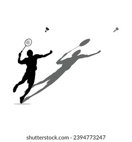 Vektorgrafik von Badminton-Player-Silhouette einzeln auf weißem Hintergrund