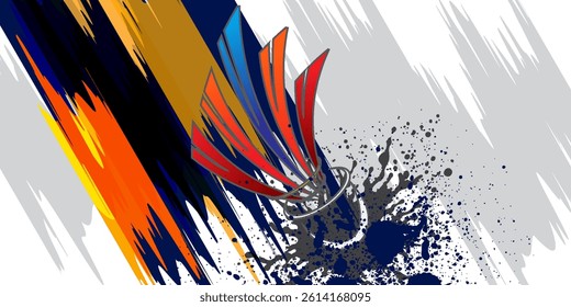 vector illustration of a badminton Shuttlecock. colored silhouette style design, grunge. badminton national sports day celebration design concept. national sports day