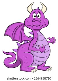 vector illustration of a baffled cartoon dragon