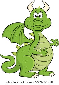 vector illustration of a baffled cartoon dragon