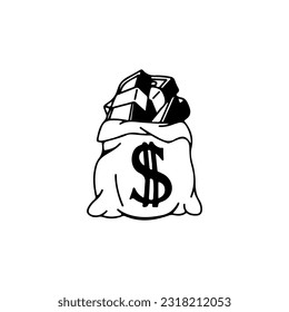 vector illustration of a bag filled with money