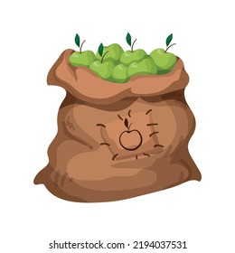 Vector illustration of Bag filled with vegetable.  