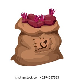 Vector illustration of Bag filled with vegetable.  