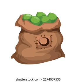 Vector illustration of Bag filled with vegetable.  