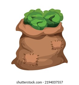 Ilustración vectorial de la bolsa llena de verdura.  