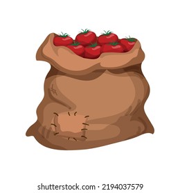 Vector illustration of Bag filled with vegetable. 