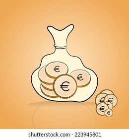 Vector illustration of bag full of golden coin
