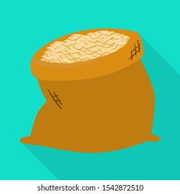 Vector illustration of bag and grain symbol. Graphic of bag and wheat stock symbol for web.