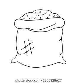 Vector illustration of a bag of grains in doodle style. Isolated on a white background.