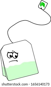 Vector Illustration Bag of Green Tea with Palm Face Illustration