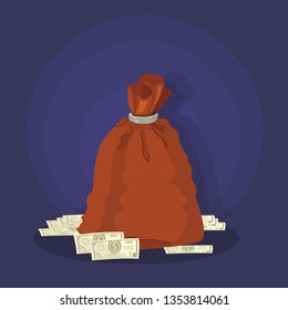 vector illustration with bag and money
