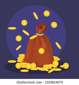 vector illustration with bag and money