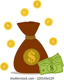 Vector illustration with a bag of money and coins.
Money bag template. Making money, saving, investing, web design, business advertising.Vector seamless pattern with a bag of money.