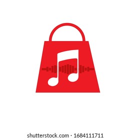 Ilustración vectorial de una bolsa y notas musicales