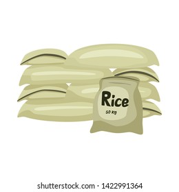 Vector illustration of bag  and rice sign. Collection of bag  and wholesale    vector icon for stock.