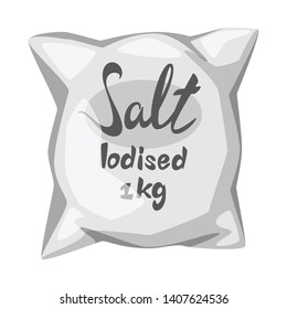 Vector illustration of bag and salty sign. Collection of bag and powder stock symbol for web.