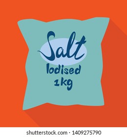 Vector illustration of bag and salty sign. Collection of bag and powder stock vector illustration.